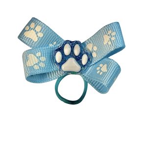 Paw Print Bow - Light Blue