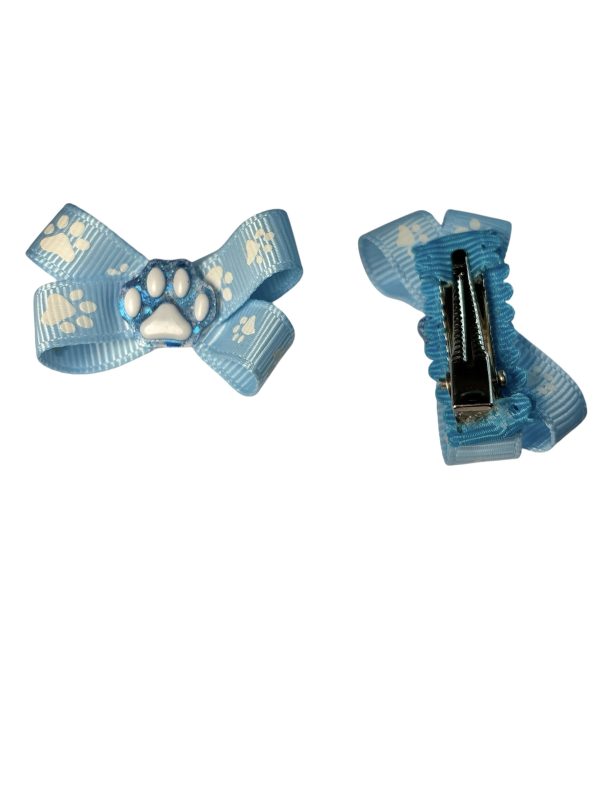 Paw Print Bow - Light Blue - Image 2