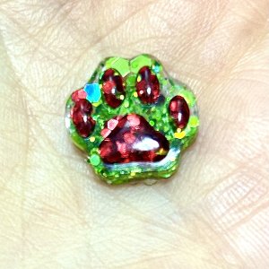 Green & Red Paw - Charm
