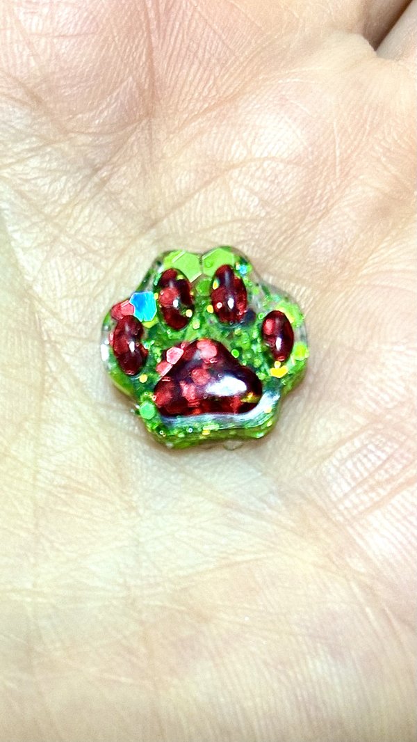 Green & Red Paw - Charm